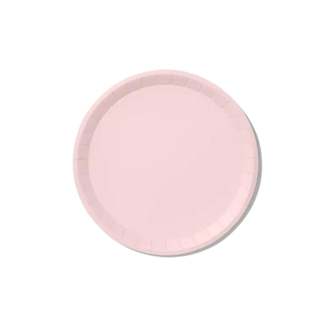 Pale pink classic large plate with simple round design birthday from Parte Haus party supply store in Bethesda Maryland