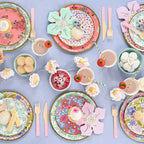 Pale pink wooden cutlery set with knives forks and spoons for floral spring brunch from Parte Haus party supply store in Bethesda MD