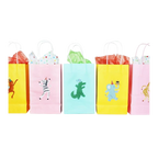 Colorful animal gift bags with playful party designs birthday theme from Parte Haus party supply store in Bethesda Maryland