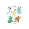 multicolor animal gift bag stickers featuring zebra giraffe elephant monkey crocodile birthday theme from Parte Haus party supply store in Bethesda Maryland