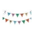 Multicolor birthday banner with animal accents Happy Birthday theme from Parte Haus party supply store in Bethesda MD.