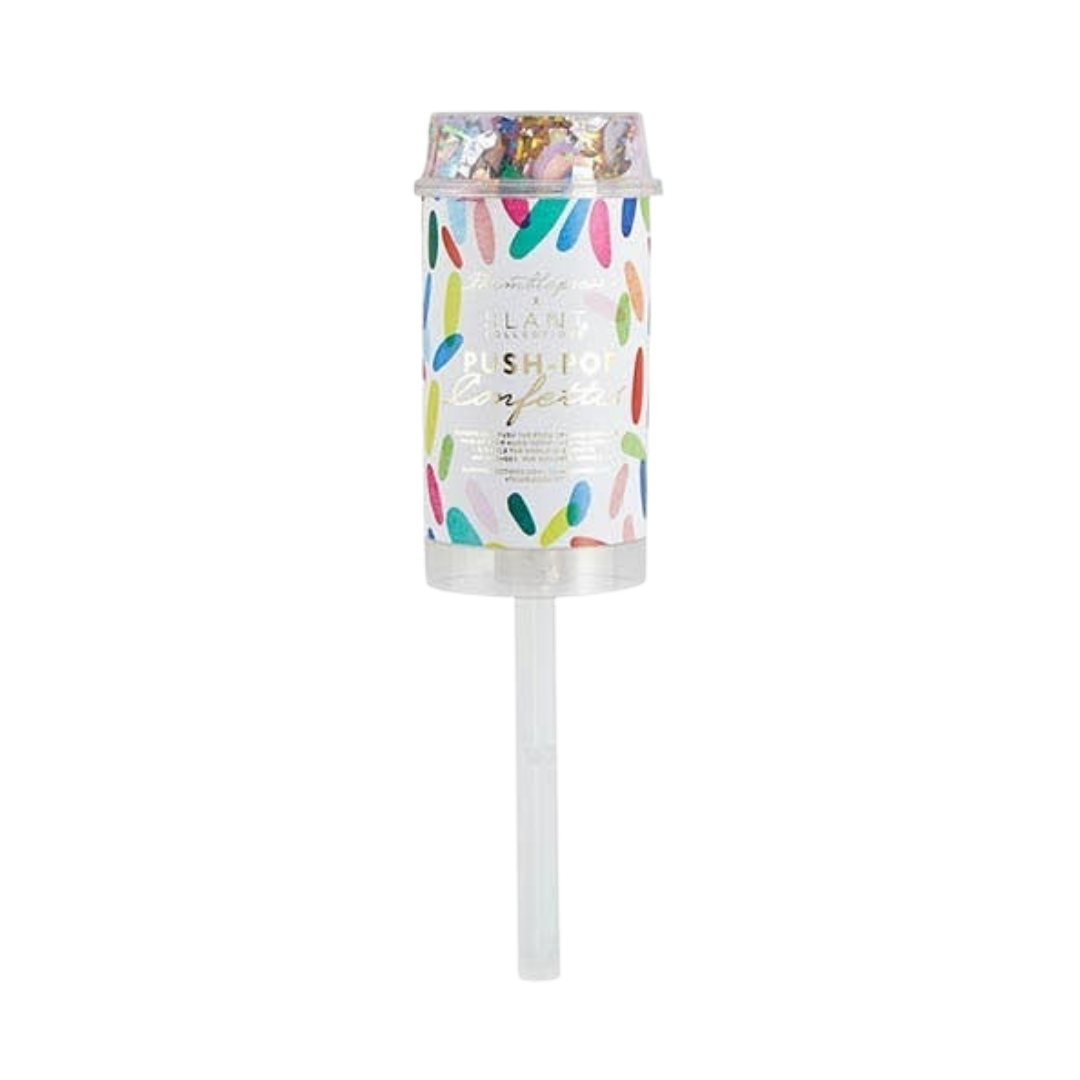 Multicolor confetti push pop with sprinkle design for celebration from Parte Haus party supply store in Bethesda MD