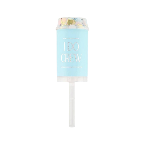 Blue push pop confetti party popper with I Do Crew label bridal shower from Parte Haus party supply store in Bethesda MD