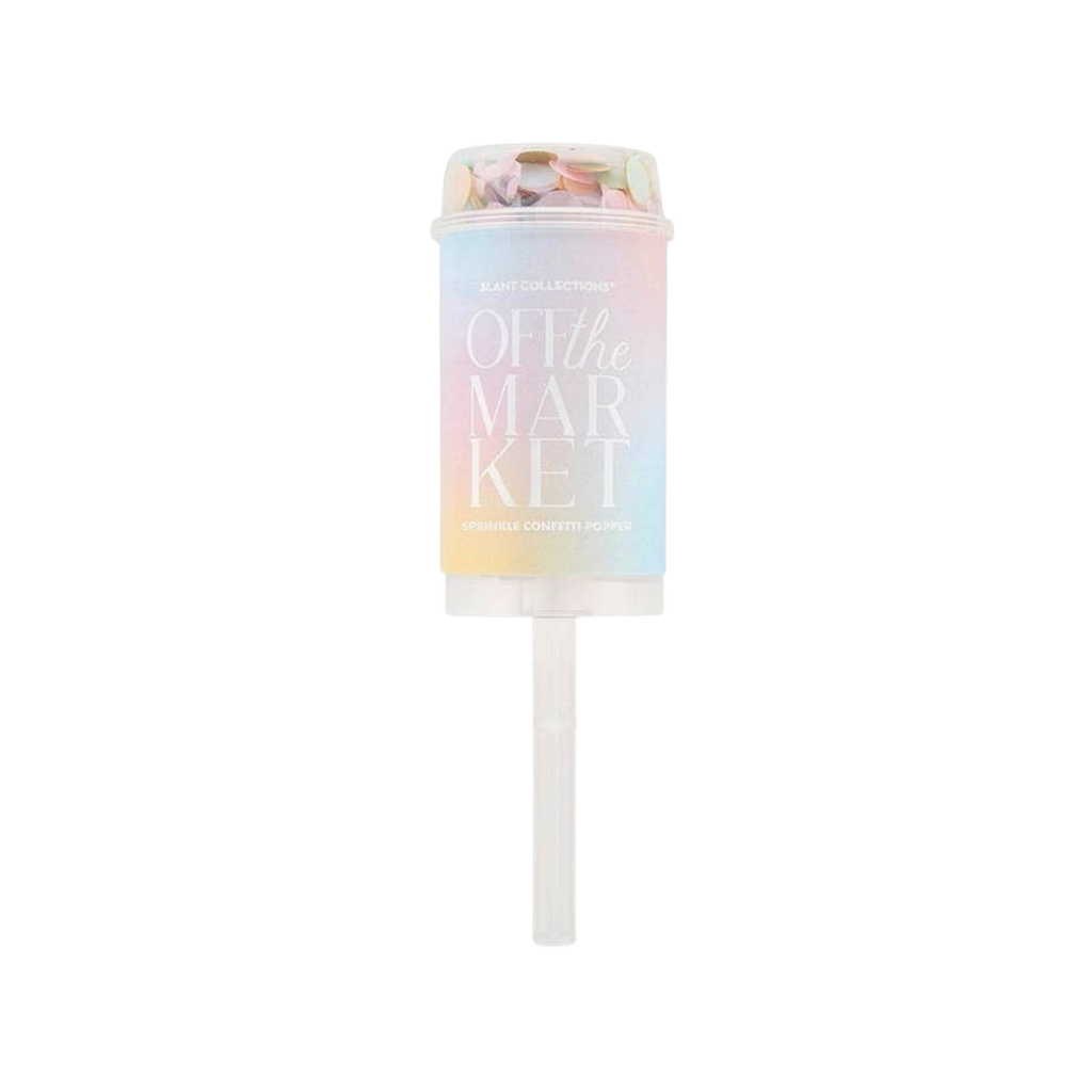 Pastel confetti popper cylinder shape wedding celebration from Parte Haus party supply store in Bethesda Maryland