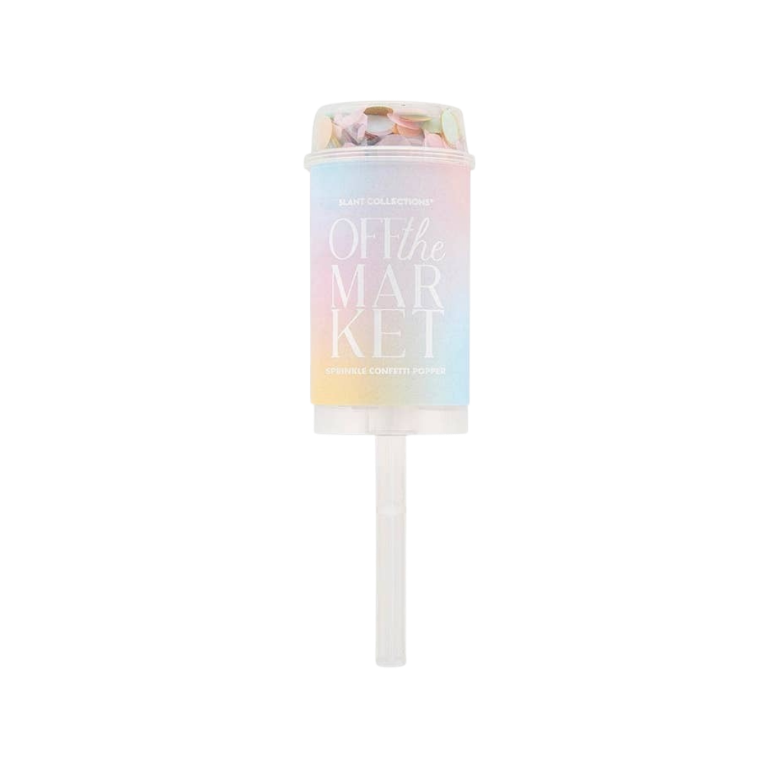 Pastel confetti popper cylinder shape wedding celebration from Parte Haus party supply store in Bethesda Maryland