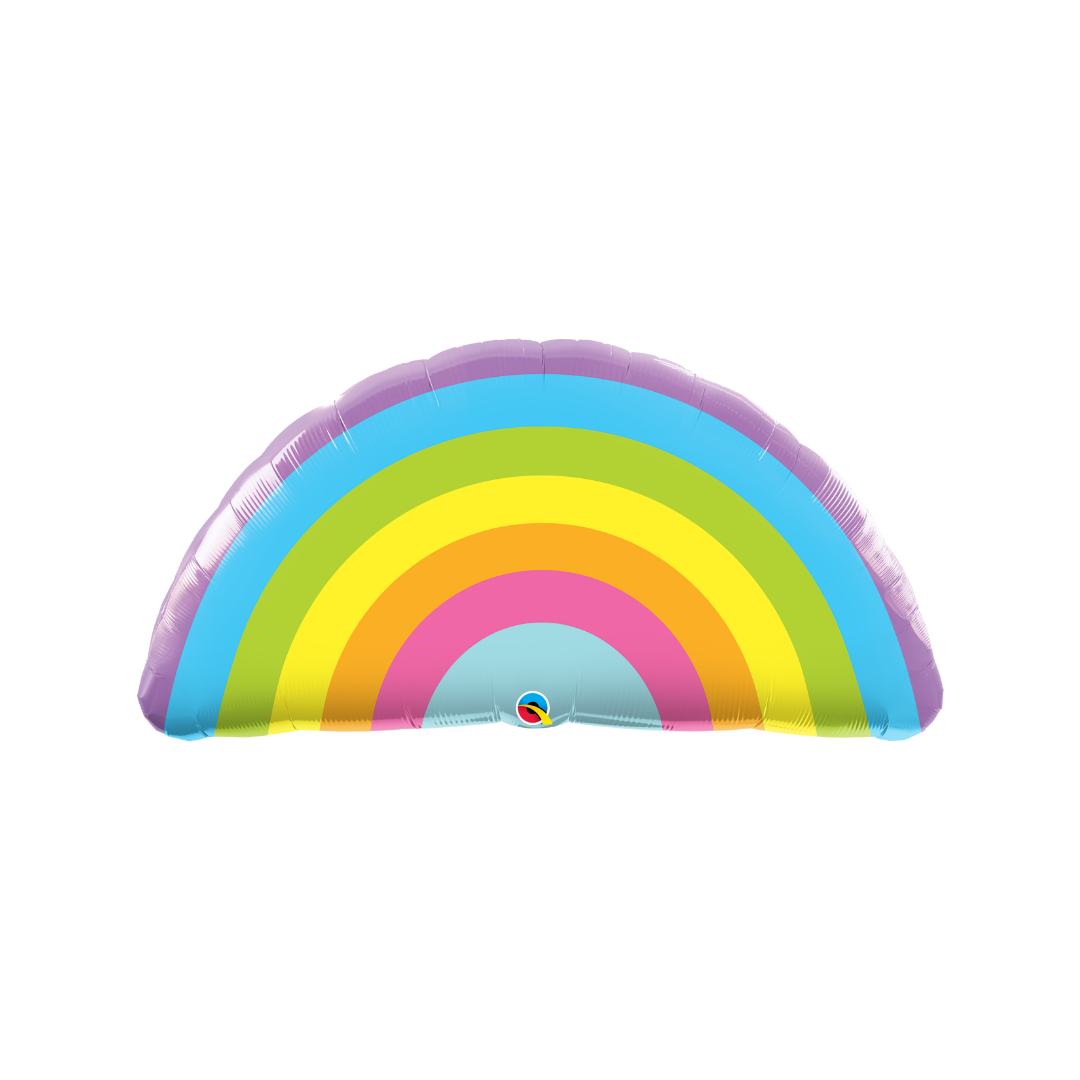 Pastel rainbow foil balloon giant birthday decoration from Parte Haus party supply store in Bethesda Maryland