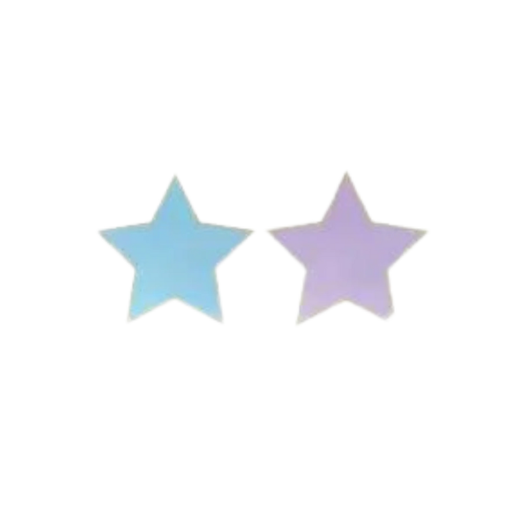 Pastel blue and purple star shaped large dinner plates for birthday from Parte Haus party supply store in Bethesda MD.