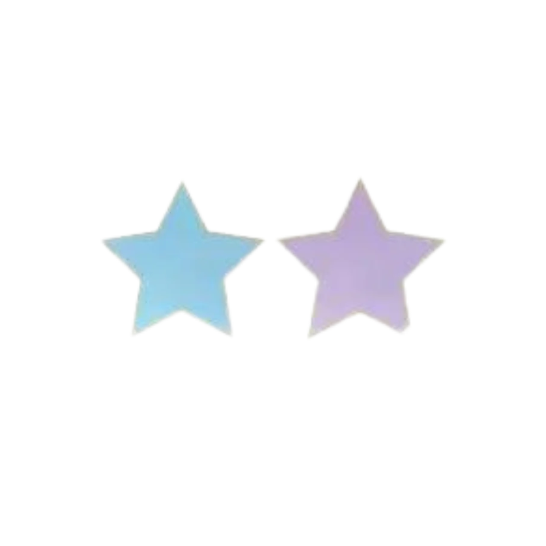 Pastel blue and purple star shaped large dinner plates for birthday from Parte Haus party supply store in Bethesda MD.