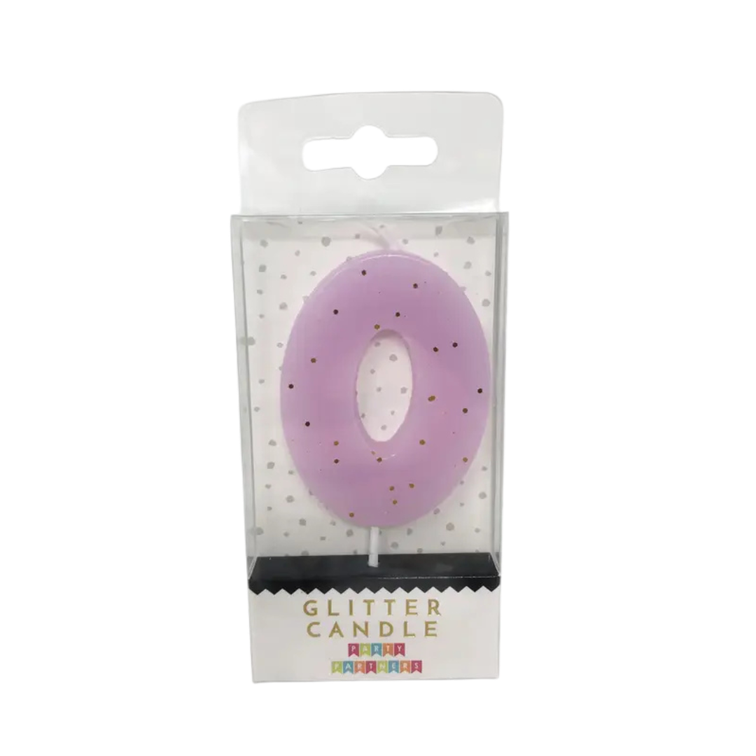 Pastel Glitter Number Candle 0-9