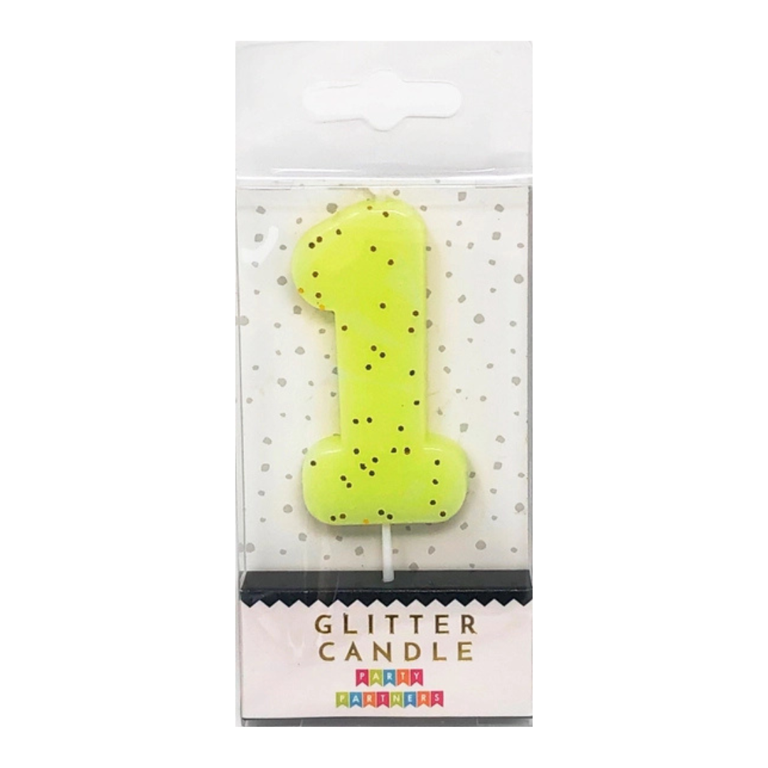 Pastel Glitter Number Candle 0-9