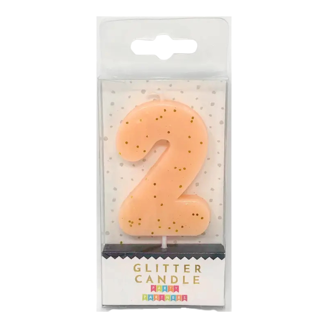 Pastel Glitter Number Candle 0-9