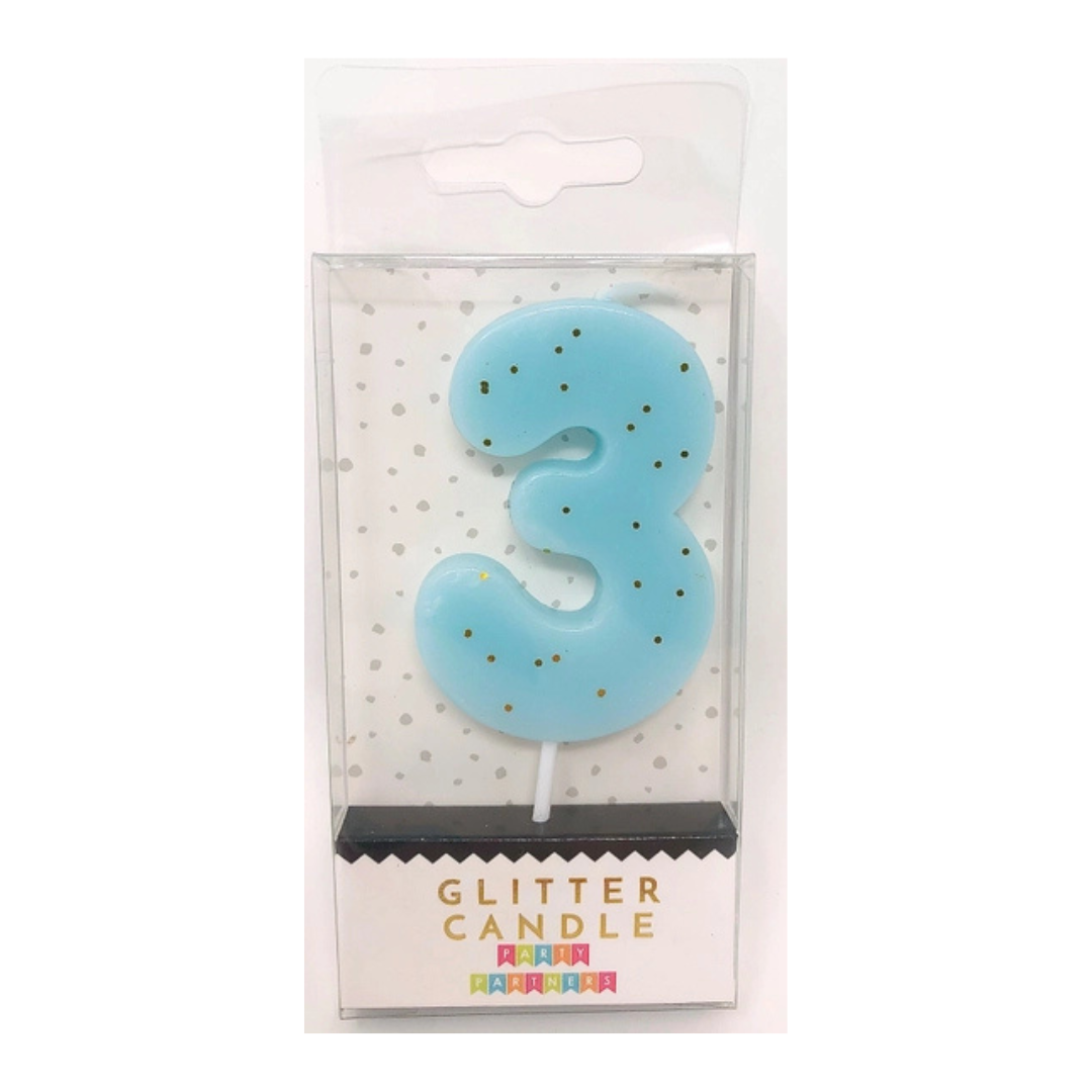 Pastel Glitter Number Candle 0-9