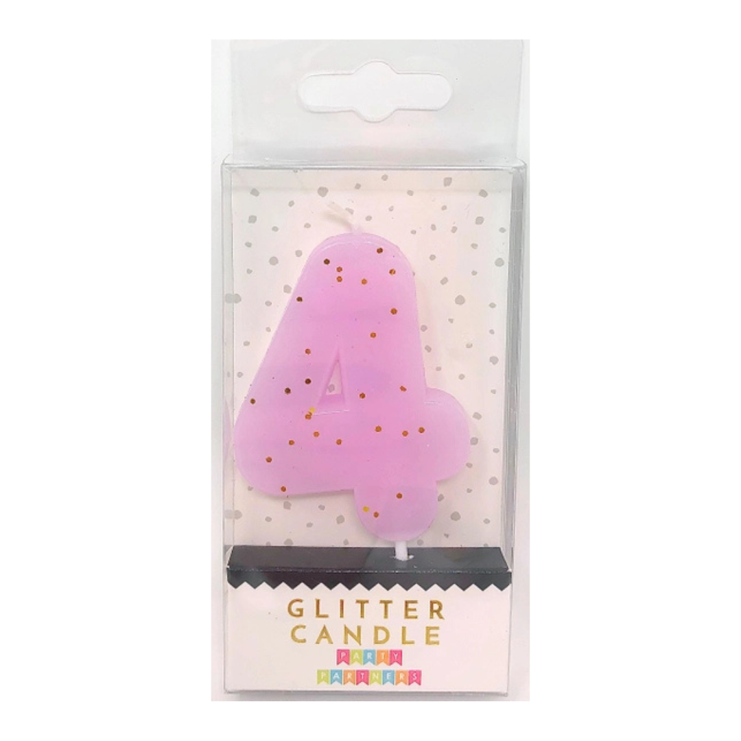 Pastel Glitter Number Candle 0-9