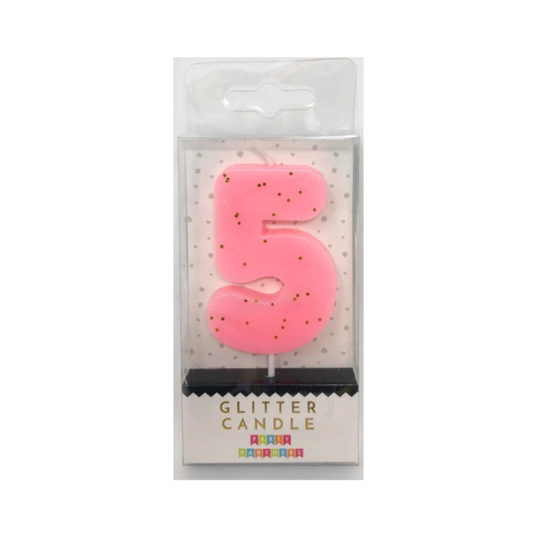 Pastel Glitter Number Candle 0-9