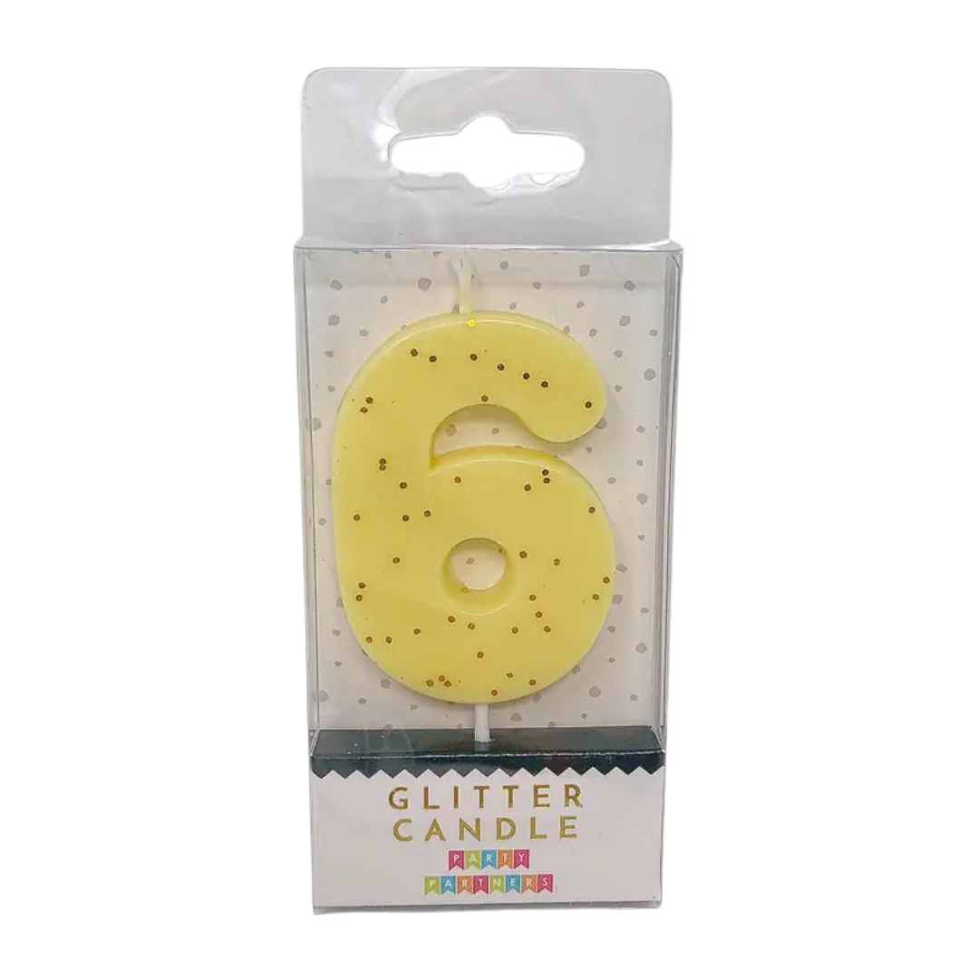 Pastel Glitter Number Candle 0-9