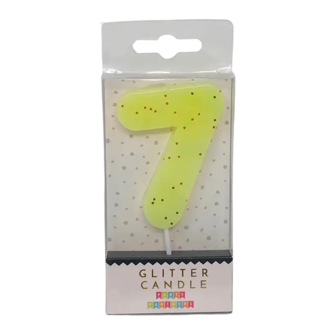 Pastel Glitter Number Candle 0-9