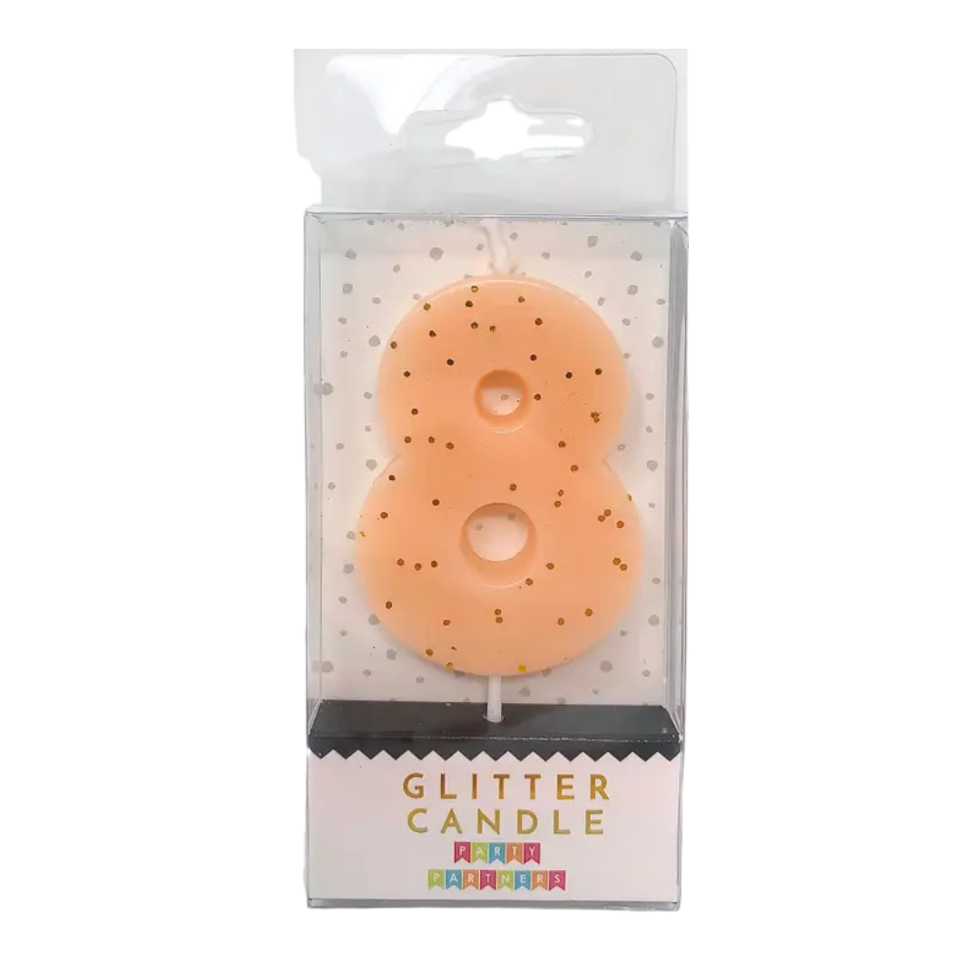 Pastel Glitter Number Candle 0-9