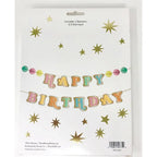 Pastel happy birthday banner with gold stars for birthday theme from Parte Haus party supply store in Bethesda MD