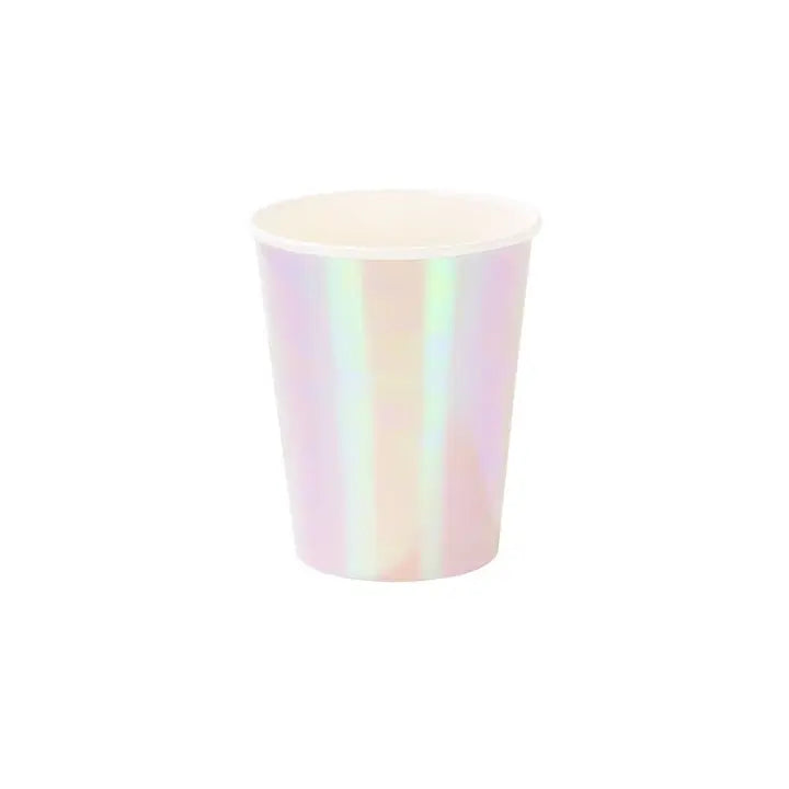 Pastel iridescent cup shiny finish for birthday parties from Parte Haus party supply store in Bethesda MD.