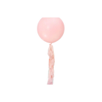 Pastel pink balloon with paper tassel tail for birthday decor from Parte Haus party supply store in Bethesda Maryland