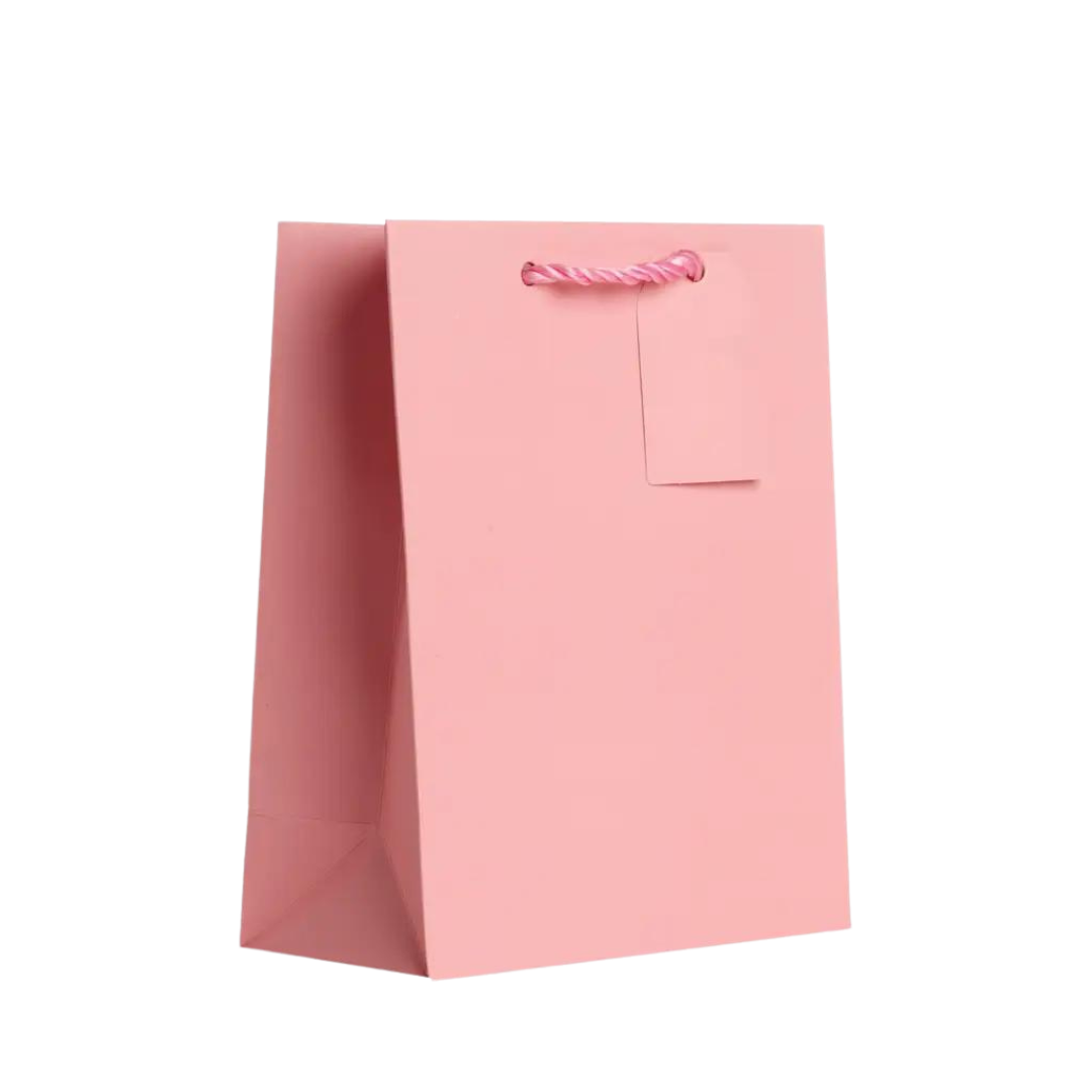 Pastel pink tote bag with rope handle for birthday from Parte Haus party supply store in Bethesda MD