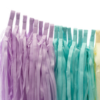Pastel rainbow tassel garland with hanging paper streamers birthday decor from Parte Haus party supply store in Bethesda MD