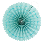 Pastel blue fan-shaped paper decoration under the sea party theme from Parte Haus party supply store in Bethesda MD
