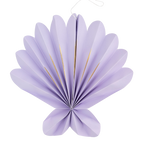 Pastel purple shell paper fan with gold accents for under the sea birthday party from Parte Haus party supply store in Bethesda MD