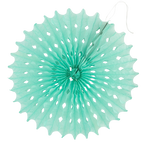 Pastel blue paper fan decoration round cutout design under the sea theme from Parte Haus party supply store in Bethesda MD