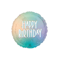 Pastel color round Happy Birthday balloon with starburst design birthday theme from Parte Haus party supply store in Bethesda MD