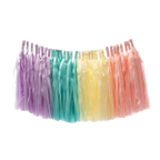 Pastel rainbow tassel garland with hanging fringe for birthday from Parte Haus party supply store in Bethesda Maryland
