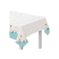 White Peppa Pig plastic table cover with confetti and cartoon characters birthday theme from Parte Haus party supply store in Bethesda MD