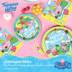 Colorful Peppa Pig napkins and plates with birthday theme from Parte Haus party supply store in Bethesda MD