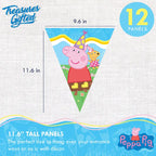 Colorful Peppa Pig pennant banner with party hat for birthday from Parte Haus party supply store in Bethesda MD