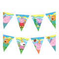 Colorful Peppa Pig pennant banner with cartoon characters for kids birthday from Parte Haus party supply store in Bethesda MD