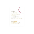 White wine themed birthday card with gold text and wine ring print wine birthday from Parte Haus party supply store in Bethesda MD