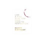 White wine themed birthday card with gold text and wine ring print wine birthday from Parte Haus party supply store in Bethesda MD