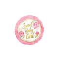 Pink floral geometric Sweet Baby Girl foil balloon baby shower from Parte Haus party supply store in Bethesda MD