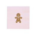Pink gingerbread napkin with cute brown cookie for Christmas from Parte Haus party supply store in Bethesda MD