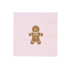 Pink gingerbread napkin with cute brown cookie for Christmas from Parte Haus party supply store in Bethesda MD