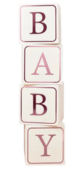Pink baby jumbo blocks stack for baby shower from Parte Haus party supply store in Bethesda Maryland