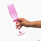 Pink Barbie champagne flute elegant glassware for celebration from Parte Haus party supply store in Bethesda Maryland