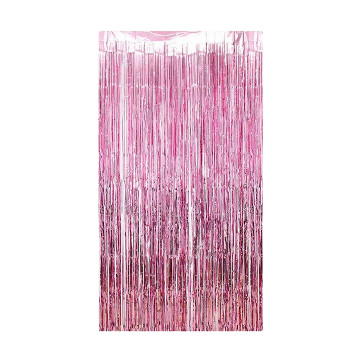 Pink Metallic Fringe Tinsel Curtain Backdrop
