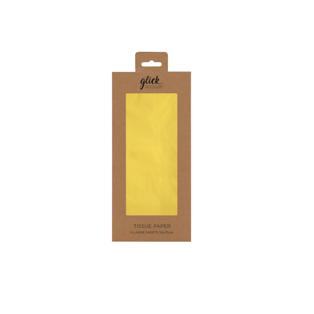 lemon tissue paper in clear front packaging for celebrations from Parte Haus party supply store in Bethesda MD