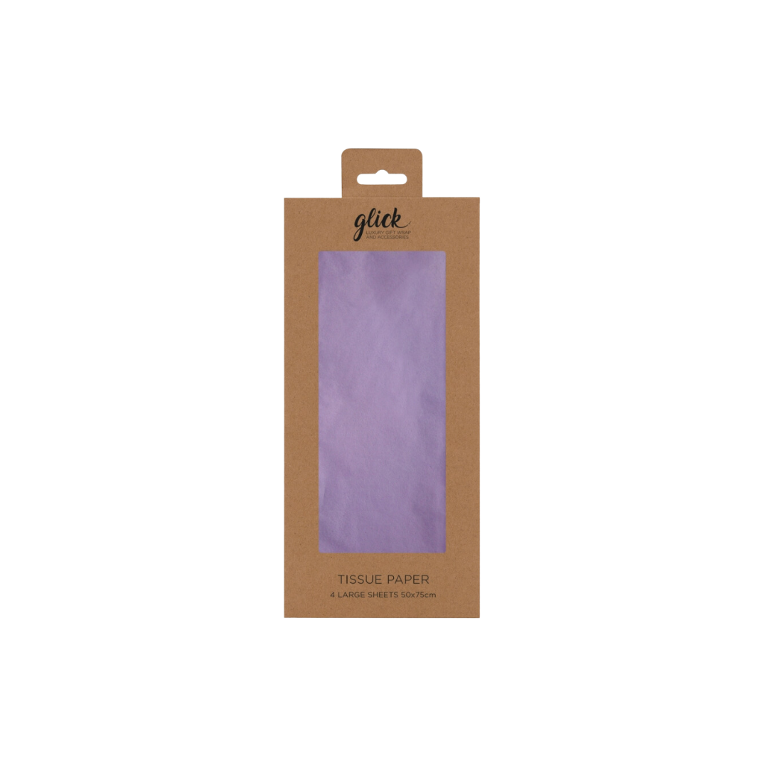 Lilac tissue paper in a brown package for gift wrapping from Parte Haus party supply store in Bethesda Maryland