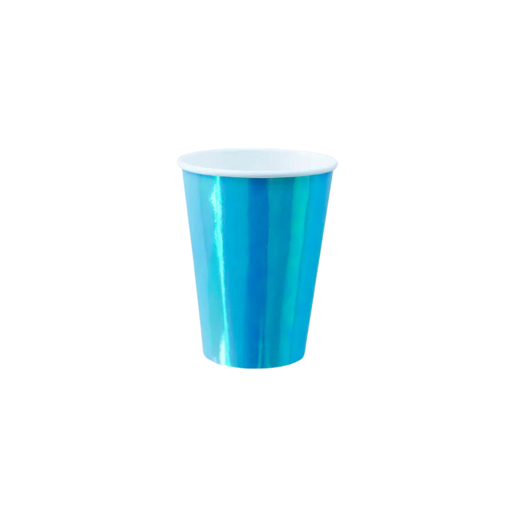 Bubble mint iridescent cup with glossy finish birthday theme from Parte Haus party supply store in Bethesda Maryland