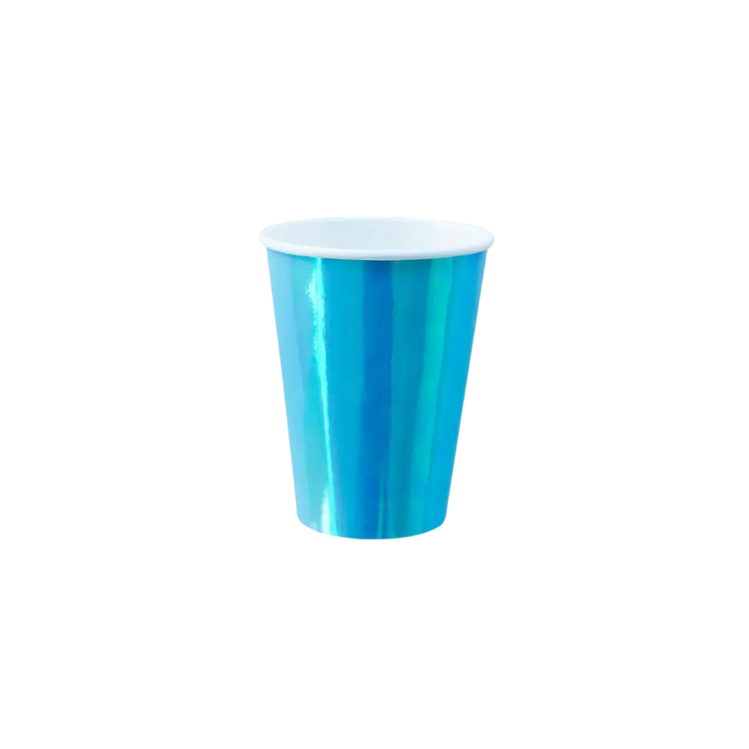 Bubble mint iridescent cup with glossy finish birthday theme from Parte Haus party supply store in Bethesda Maryland