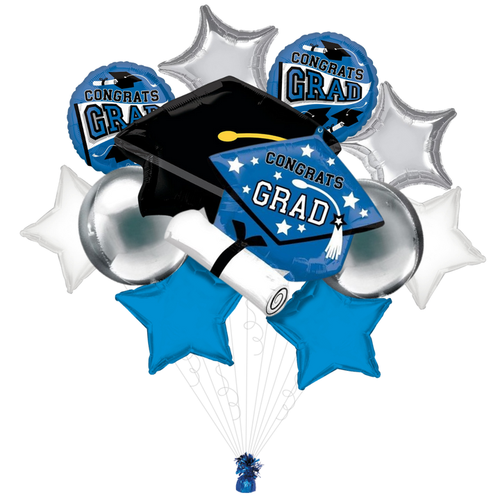Blue "Congrats Grad" Foil Balloon Bundle