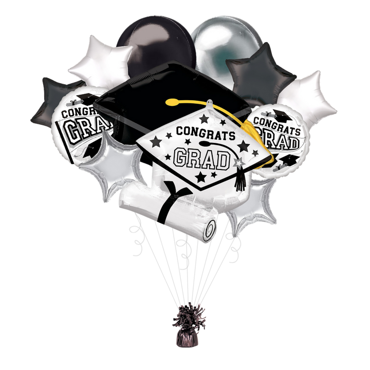 White "Congrats Grad" Foil Balloon Bundle