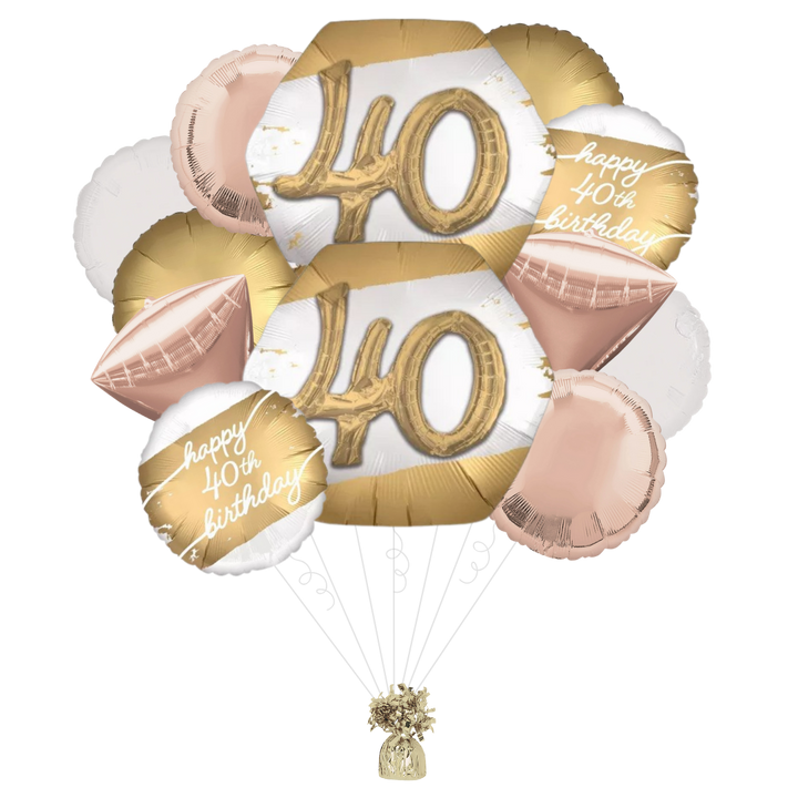 Golden Age 40th Birthday Foil Balloon Bundle
